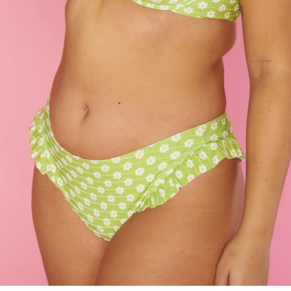 Green Floral Bikini Bottoms Show Me Your Mumu XL NWOT